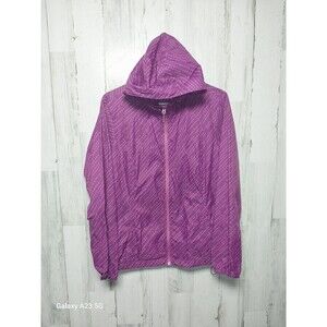 Eddie Bauer Rain Wind Purple Womens Hooded Full Zip Windbreaker Coat Jacket L